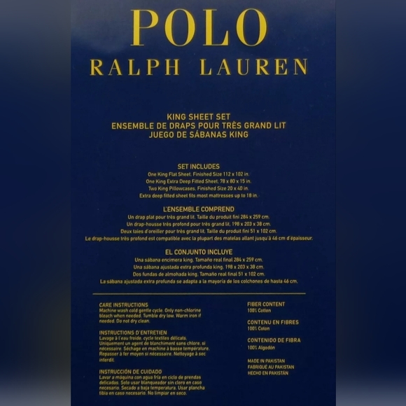 Brand new Ralph Lauren Polo bear KING SKI FLANNEL sheet set - Picture 4 of 4